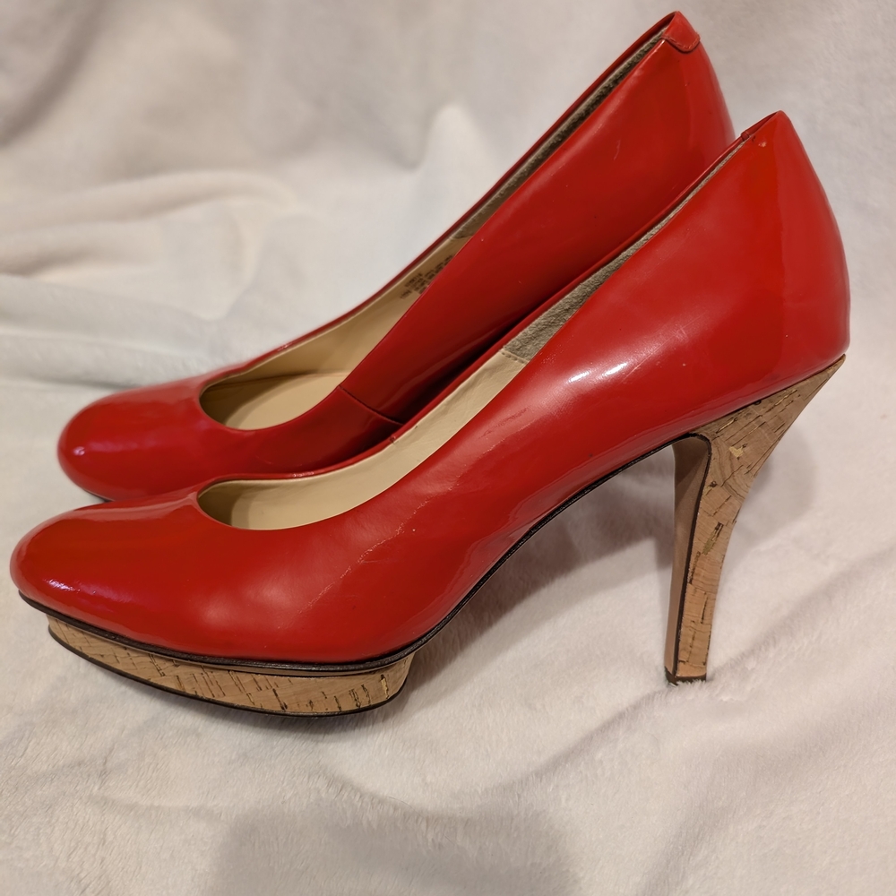 Isola Red Leather Heels with Platform Sole